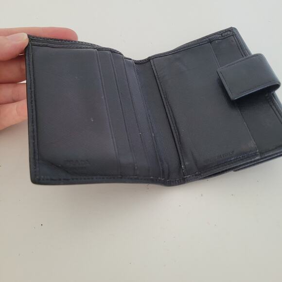 PRADA Black Nero Saffiano Leather Wallet Large Bifold Compact Unisex Authentic - Picture 3 of 14